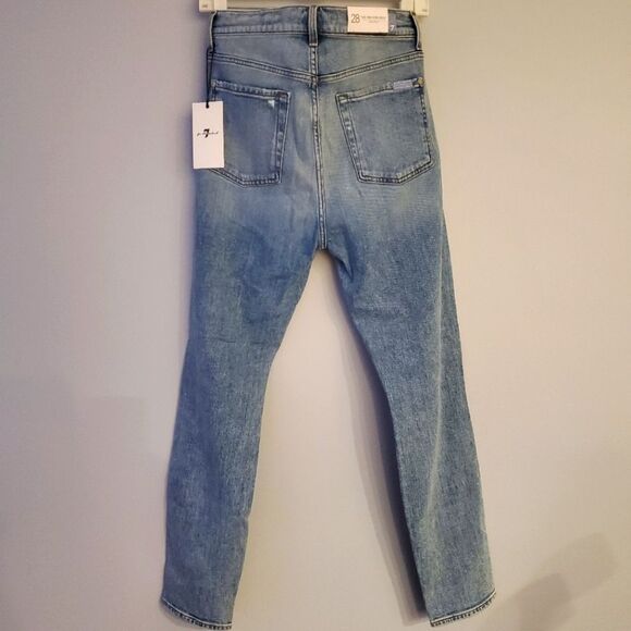 7 for all mankind High Waist Ankle Skinny Destroy Jeans Size 28 - Picture 7 of 8